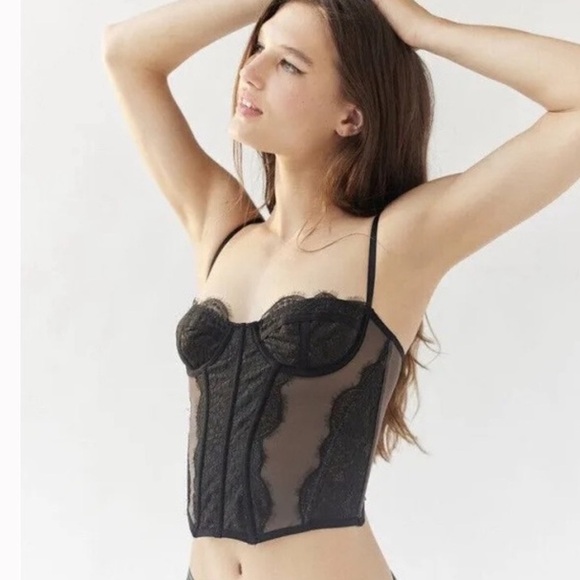 Urban outfitters out from under modern love corset top in black and nude. Size L - Picture 1 of 12